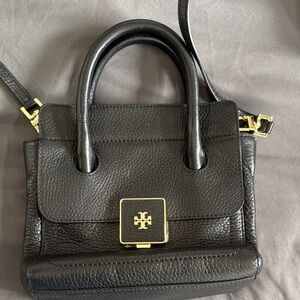 Tory Burch Black Satchel with Gold Accents